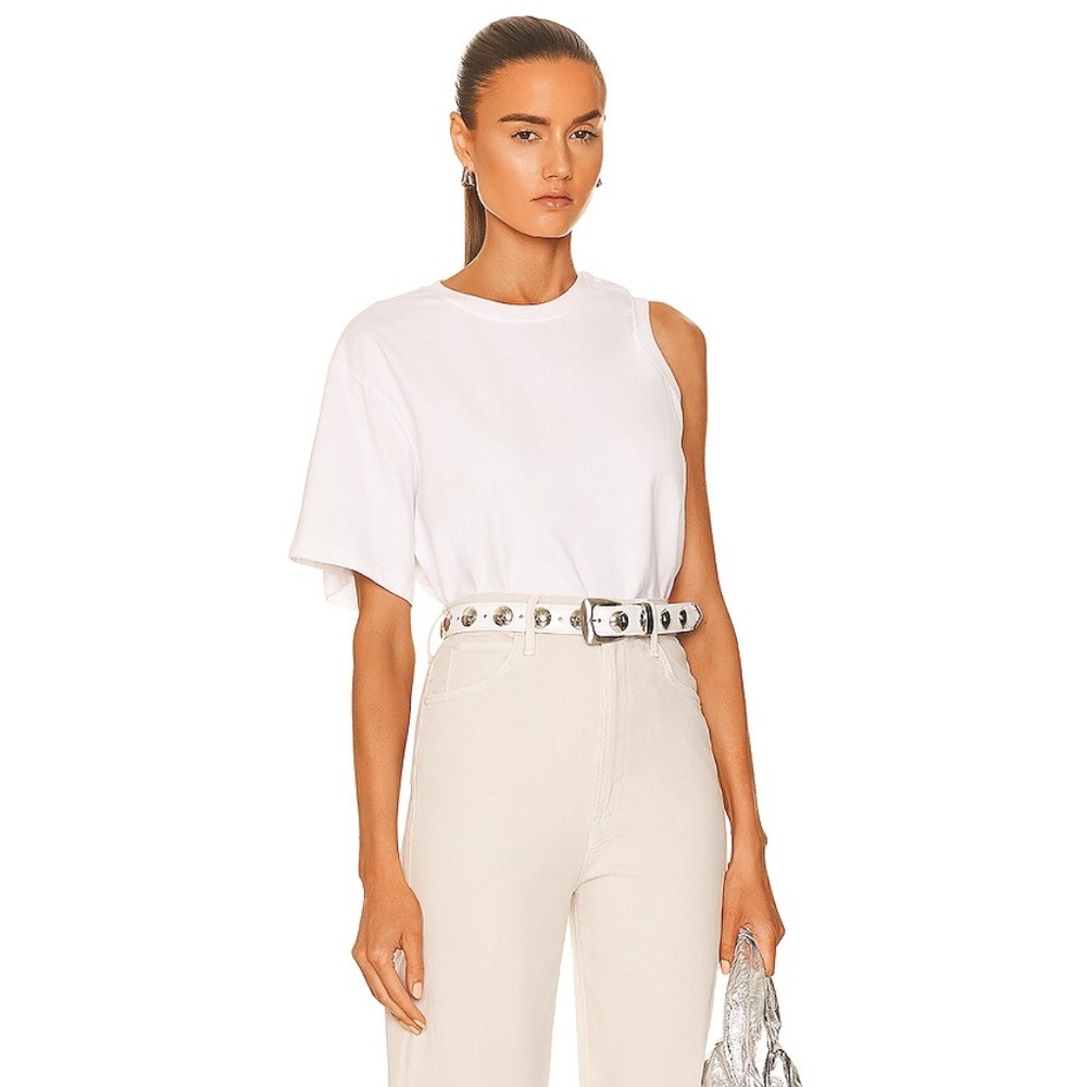 AGOLDE DELLA ASYMMETRIC TSHIRT TOP – WHITE – MEDIUM